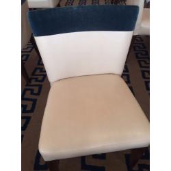 Ann Grays of London Restaurant Chairs, Faux Leather and blue suede x 40
