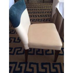Ann Grays of London Restaurant Chairs, Faux Leather and blue suede x 40