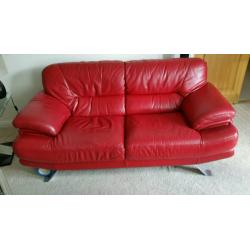 Two piece leather suite