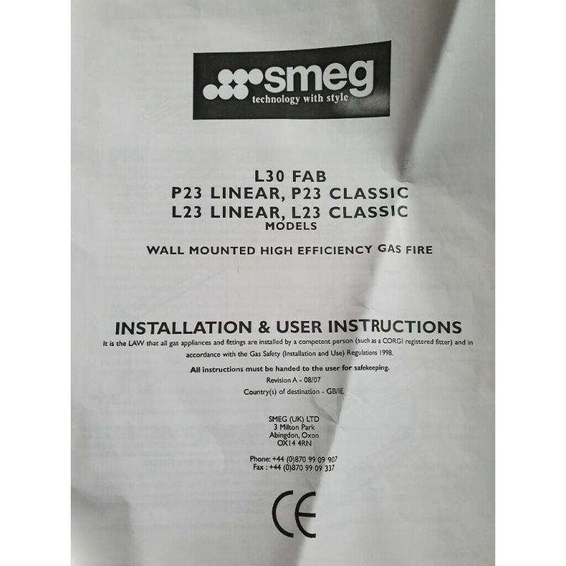 SMEG L23 LINEAR FLULESS GAS FIRE