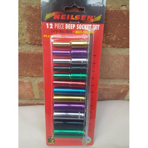 1/4" dr. deep multi-coloured socket set