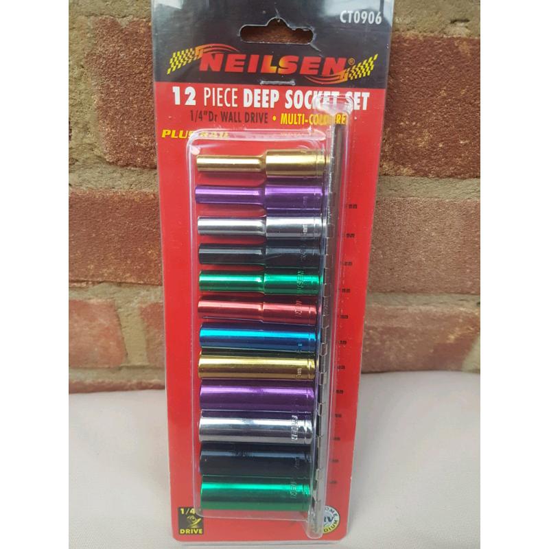 1/4" dr. deep multi-coloured socket set