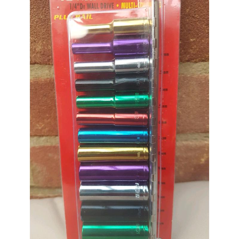 1/4" dr. deep multi-coloured socket set