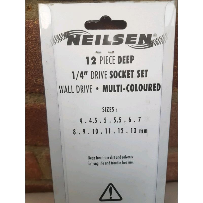 1/4" dr. deep multi-coloured socket set
