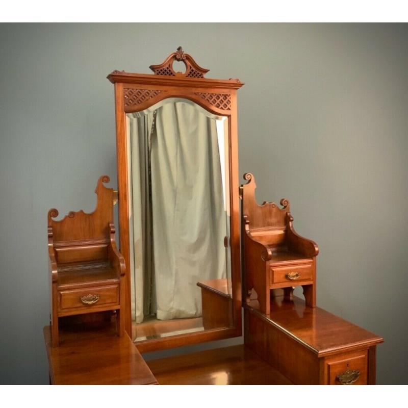 Attractive Large Antique Victorian Carved Walnut Dressing Table