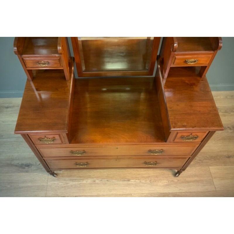 Attractive Large Antique Victorian Carved Walnut Dressing Table