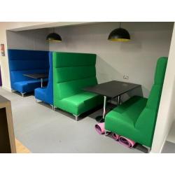 Booth Seating Furniture With Walnut Dining Table Set ? Blue / Green