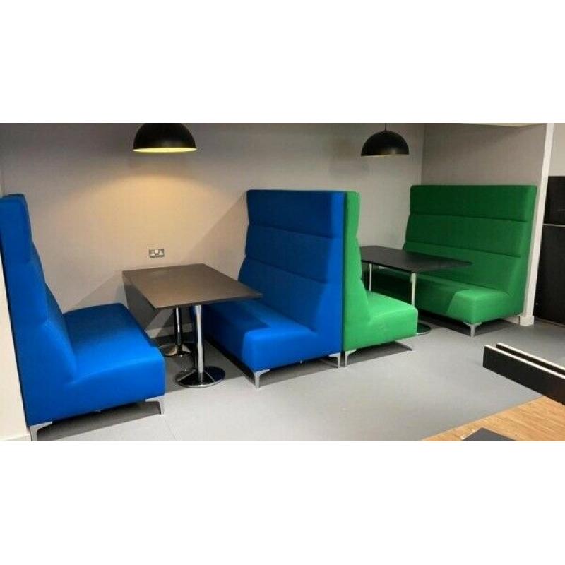 Booth Seating Furniture With Walnut Dining Table Set ? Blue / Green