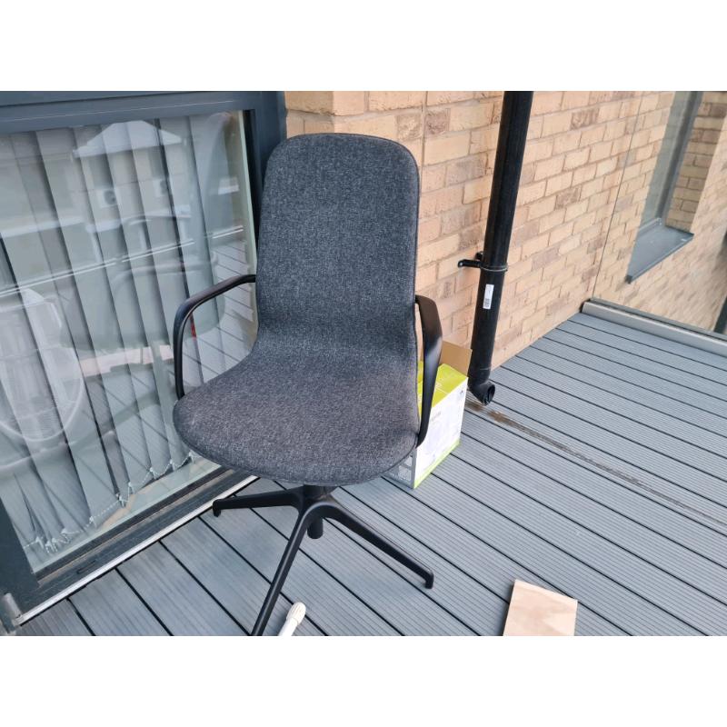 Ikea LANGFJALL Office Chair with armrests, Gunnared Dark Grey, Black