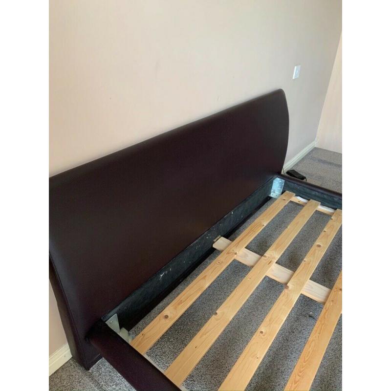King size faux leather bed and new mattress