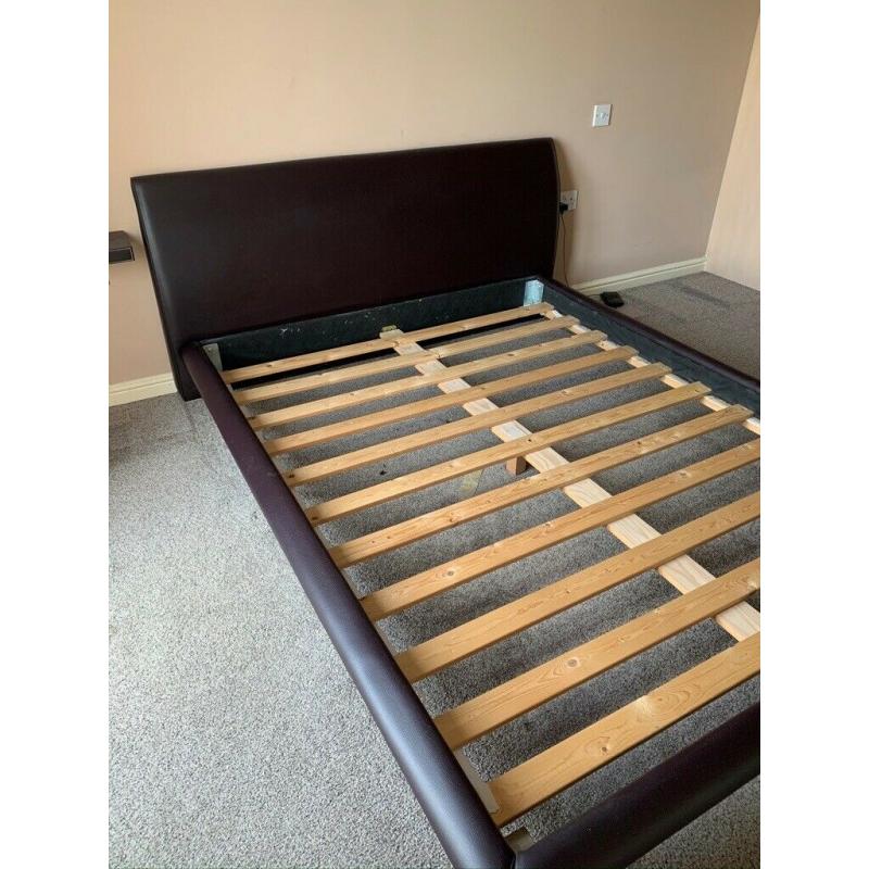 King size faux leather bed and new mattress