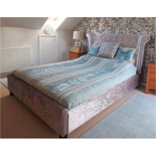 As good as new NEXT Kingsize bed crushed silver velvet king