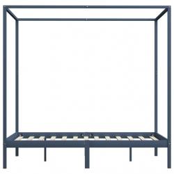 Canopy Bed Frame Grey Solid Pine Wood 120x200 cm-283276