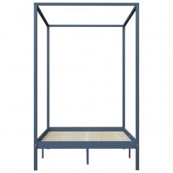 Canopy Bed Frame Grey Solid Pine Wood 120x200 cm-283276