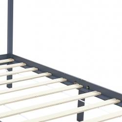 Canopy Bed Frame Grey Solid Pine Wood 120x200 cm-283276
