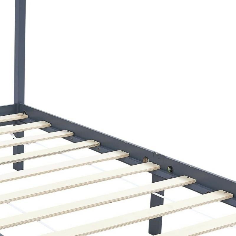 Canopy Bed Frame Grey Solid Pine Wood 120x200 cm-283276