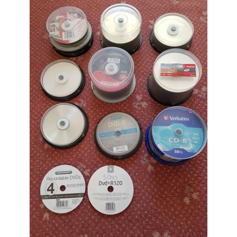 CDs & DVDs a Collection of Writable Disks including Rewrites (Approx 197 in total)
