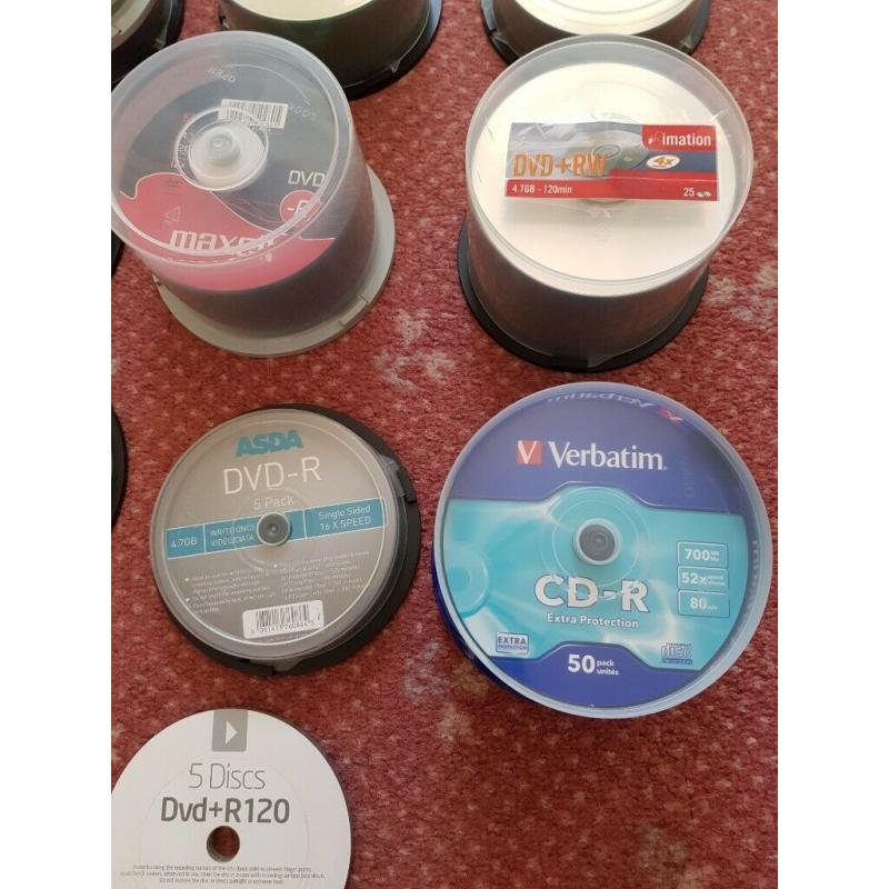 CDs & DVDs a Collection of Writable Disks including Rewrites (Approx 197 in total)
