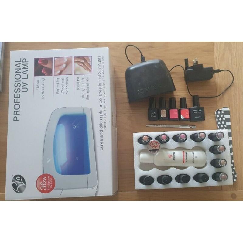 2 gel nail lamps & various gel nail polish. 11 colours as well as top coats and base coats