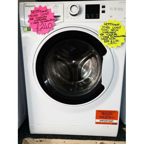 Ex display white Hotpoint 10kg ld 1400 spin washing machine