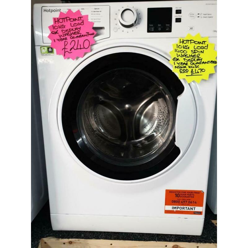 Ex display white Hotpoint 10kg ld 1400 spin washing machine