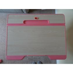 Height adjustable childs pink study desk with lifting lid & storage plus Chair