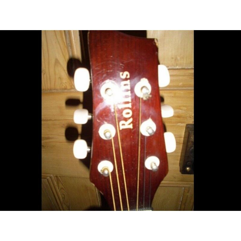 ROLLINS DREADNOUGHT ACOUSTIC GUITAR WITH CASE AND STRAP