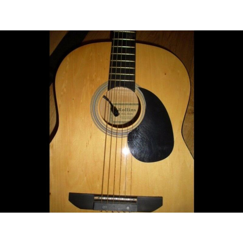 ROLLINS DREADNOUGHT ACOUSTIC GUITAR WITH CASE AND STRAP