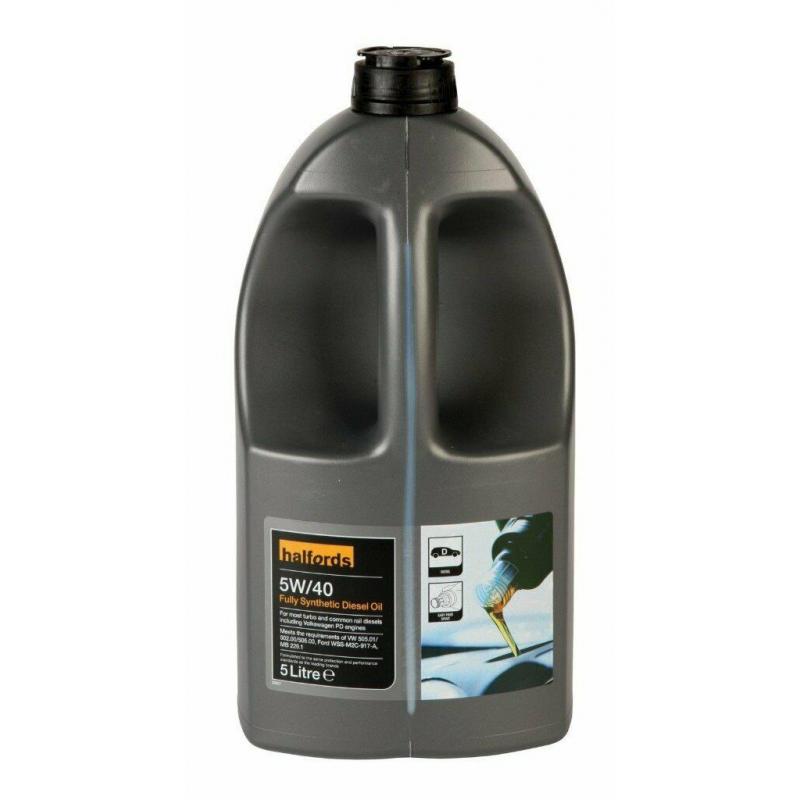 Halfords SAE 5W-40 Diesel Motor Engine Oil 5 Litres Fully Synthetic