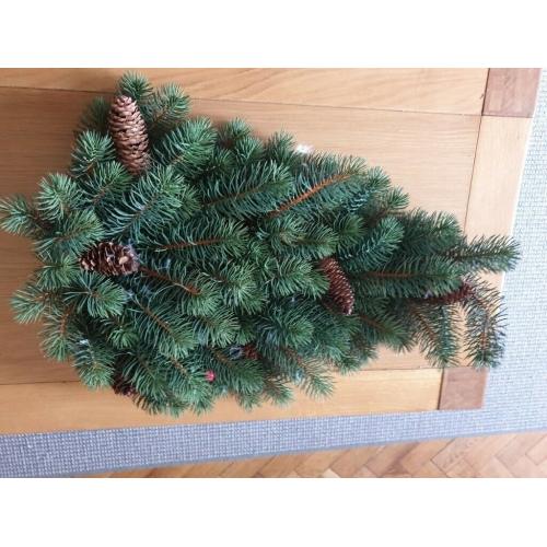 Triangle artificial brunch with cones Christmas decoration for hanging beautiful about 60 cm long