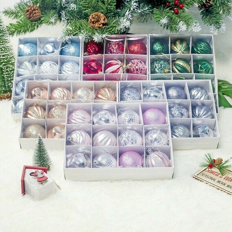 12X Christmas Tree Balls Baubles Glitter Hanging Xmas Party Ornament Home Decor