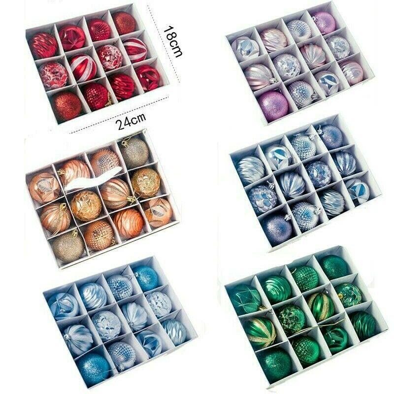 12X Christmas Tree Balls Baubles Glitter Hanging Xmas Party Ornament Home Decor