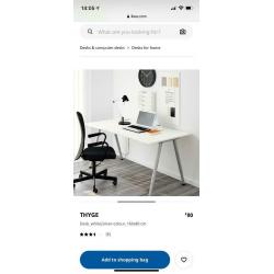 Height adjustable ikea white long table (office clearance)
