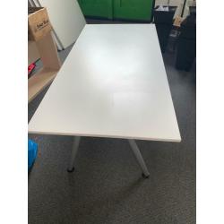 Height adjustable ikea white long table (office clearance)