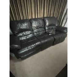 2 x 3 seater black leather sofas