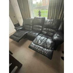 2 x 3 seater black leather sofas