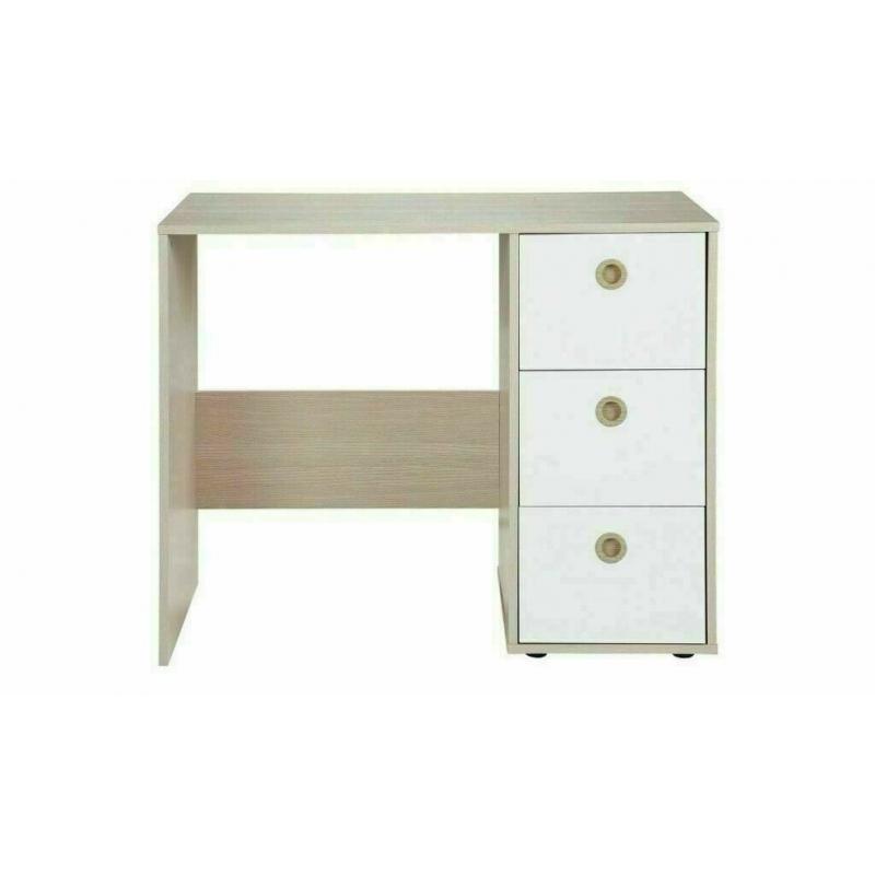 Home Camden 3 Drawer Desk - White & Acacia No914/0631 (1250)