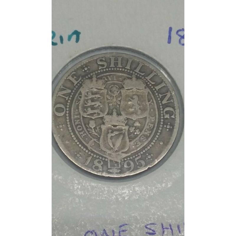 1895 queen Victoria one shilling silver coin, collectable