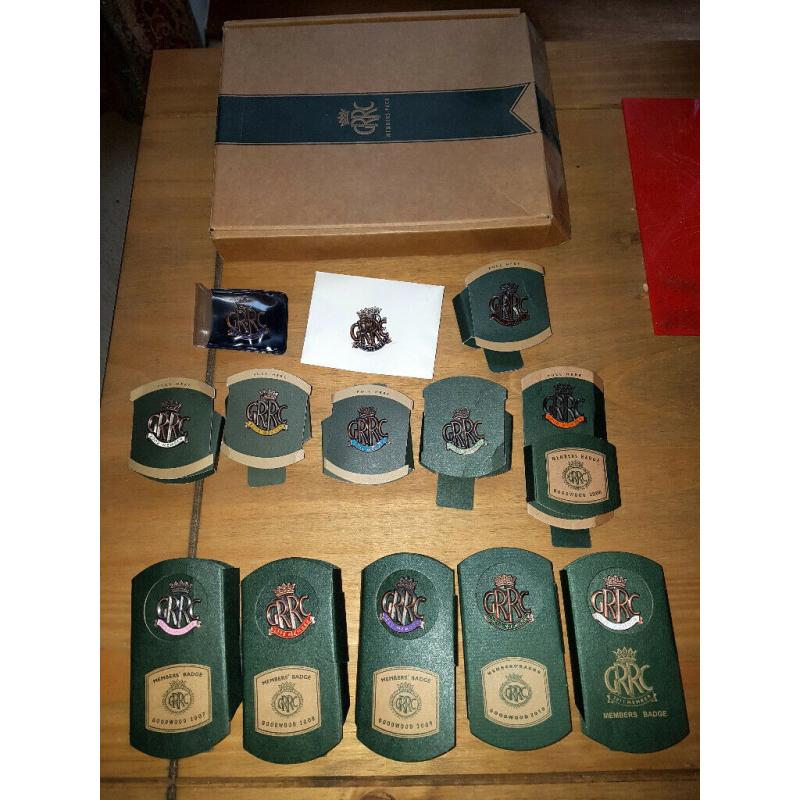 Set of Goodwood Road Racing Club 1999 to 2013? GRRC Members Enamel Badges?
