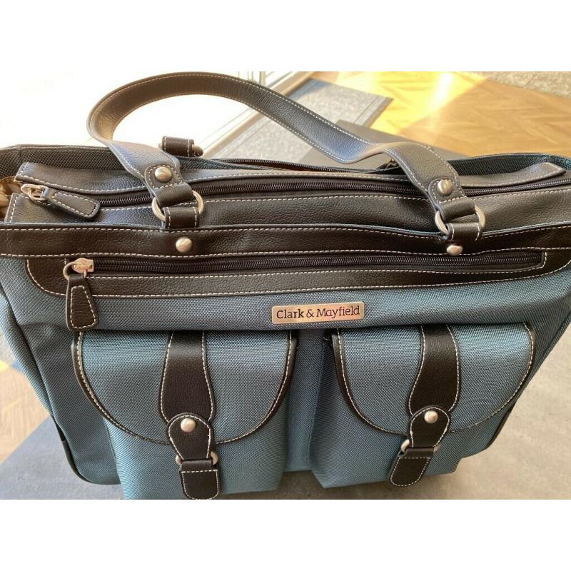 Clark & Mayfield Marquam Rolling Laptop Bag / Laptop Case / Tote in Blue