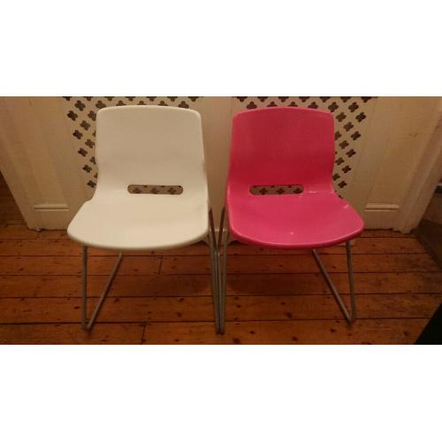 2 x IKEA SNILLE Chairs White + Pink