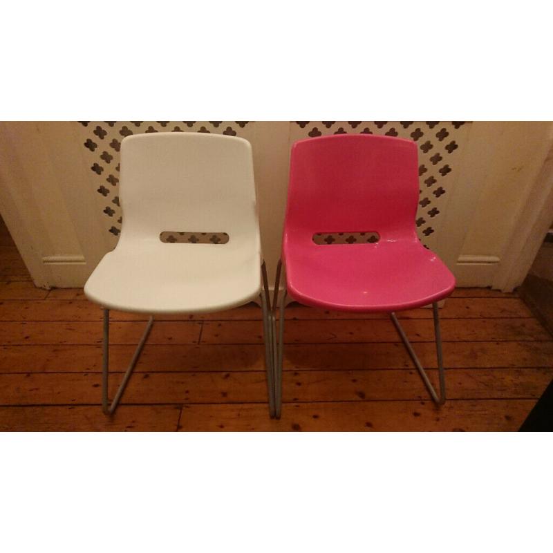 2 x IKEA SNILLE Chairs White + Pink