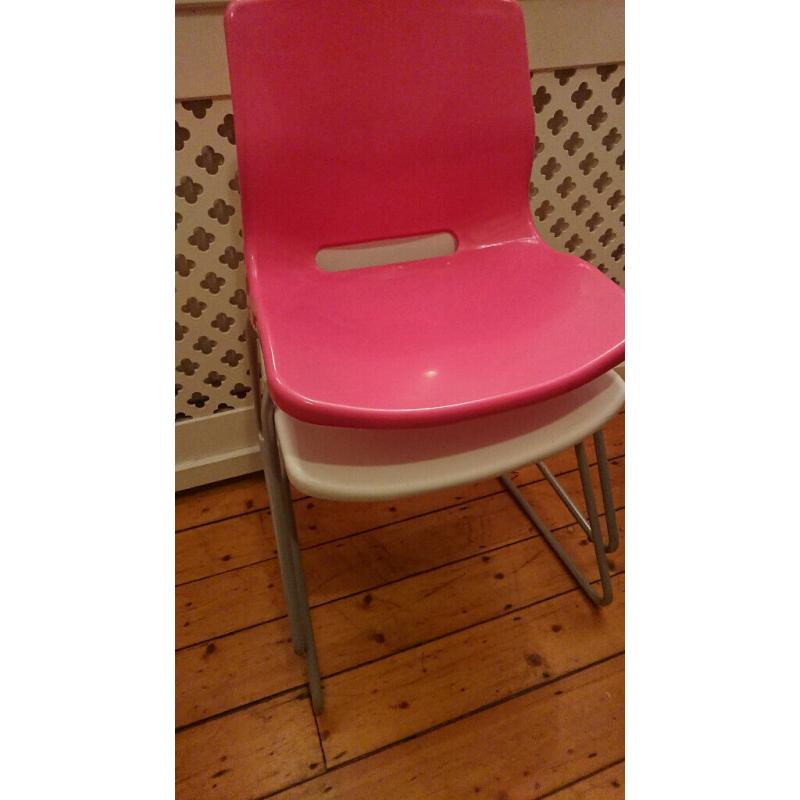 2 x IKEA SNILLE Chairs White + Pink