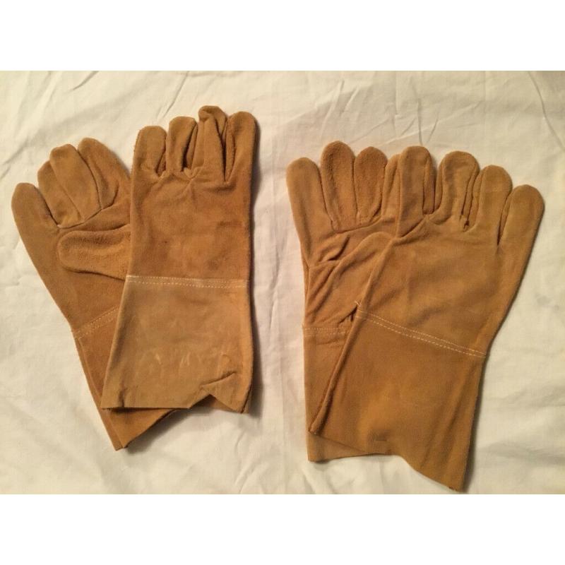 Two Pairs Leather Gauntlet Gloves Total Length approx 328mm 12 7/8" Free Post to UK address