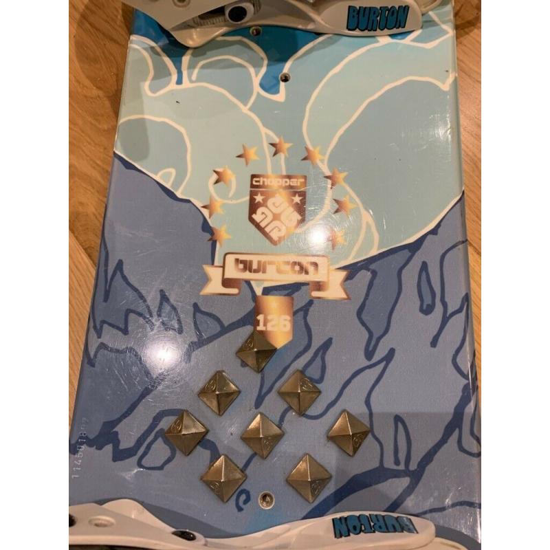 Kids Youth Burton Chopper 126cm Snowboard, Burton Bindings, Stomp pad, freshly waxed