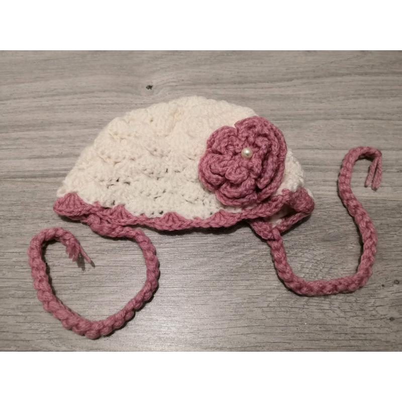 Crochet Knit baby hats, tie, flowers, photo props