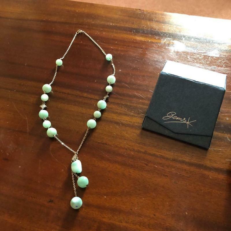 Pretty Vintage Retro Rare Pale Blue Moonstone? Long Necklace Festival Party Prom