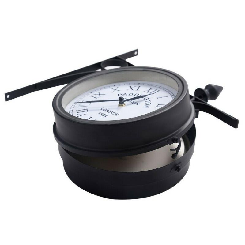 Vintage Paddington Outdoor Wall Clock Station Steel Garden Double Side WQ13669