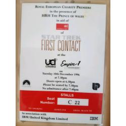 Star Trek TNG 1996 Laminated ticket for First Contact