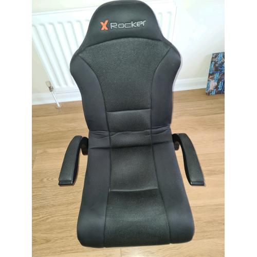 Floor sitting X Rocker gaming chair with built in Bluetooth speakers